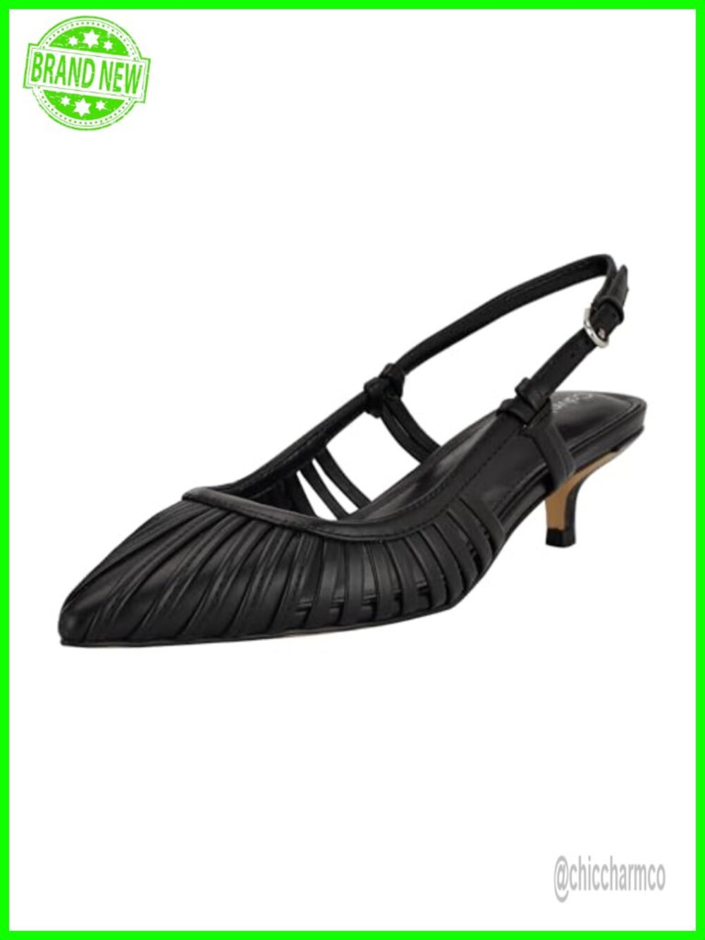 Calvin Klein Movella Faux Leather Slingback Kitten Heel Pump